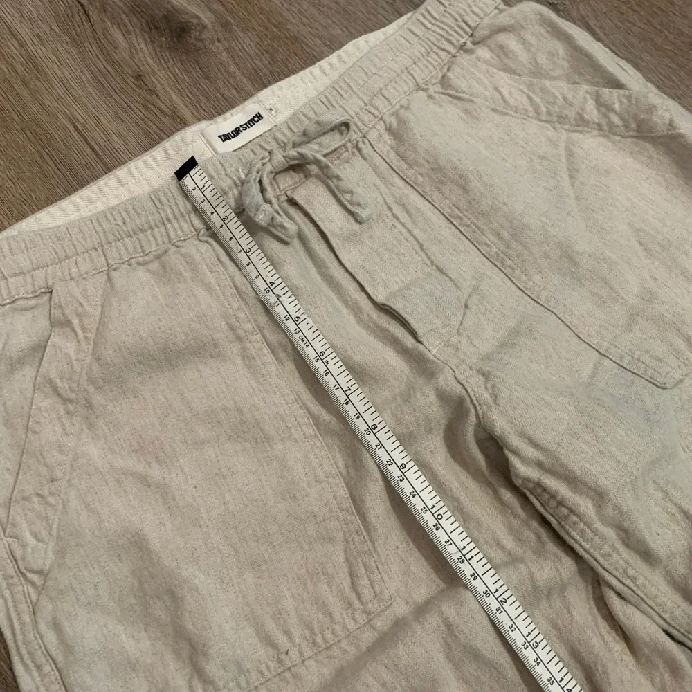 Taylor Stitch linen blend Breakwater Pant in Natural Herringbone - size medium